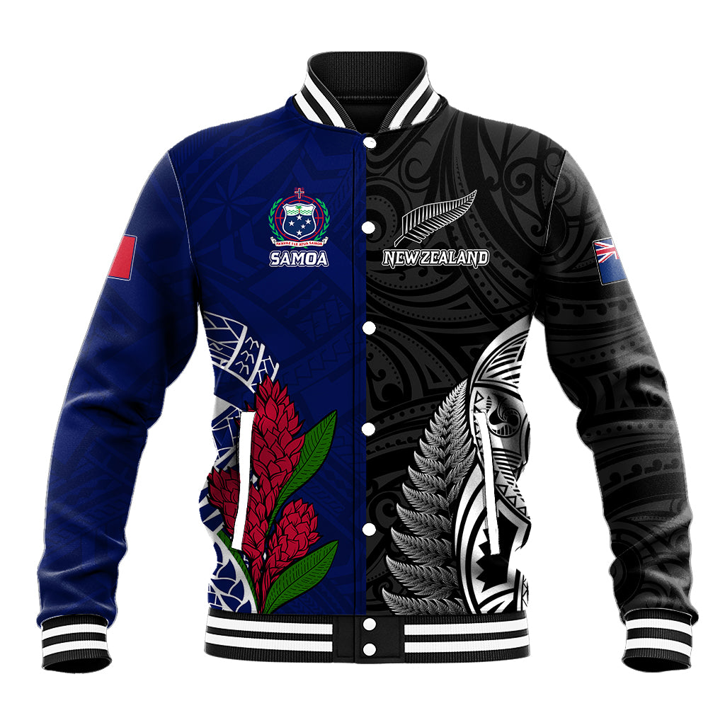 Personalised New Zealand Vs Samoa Rugby Baseball Jacket Go Champions - Vibe Hoodie Shop