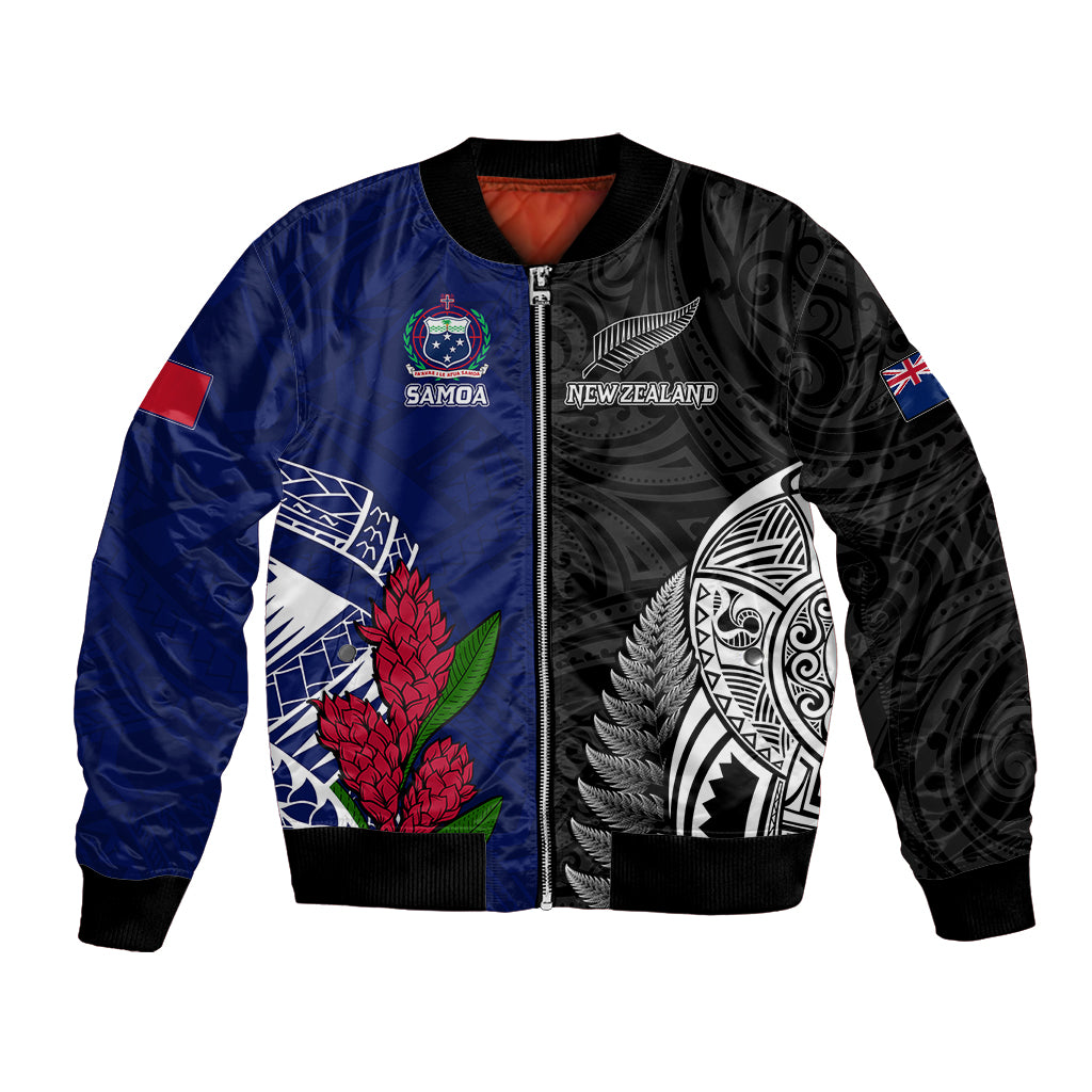 Personalised New Zealand Vs Samoa Rugby Bomber Jacket Go Champions - Vibe Hoodie Shop