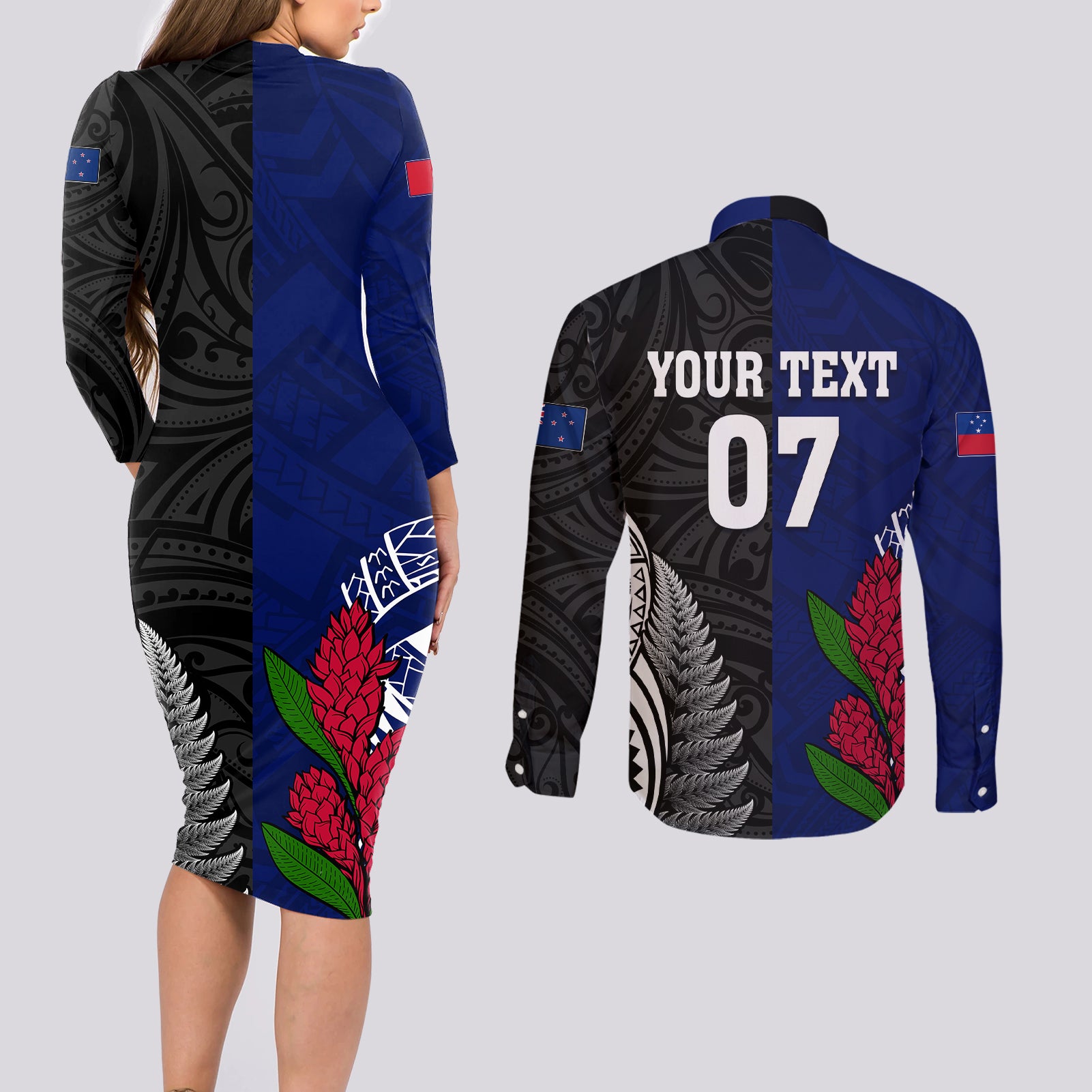personalised-new-zealand-vs-samoa-rugby-couples-matching-long-sleeve-bodycon-dress-and-long-sleeve-button-shirts-go-champions