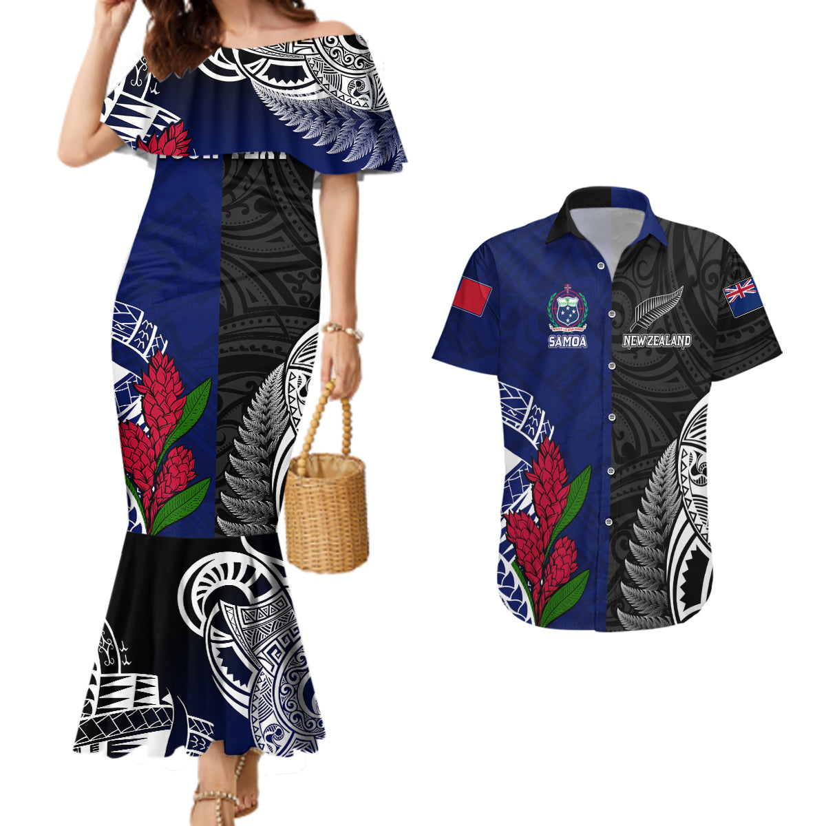 personalised-new-zealand-vs-samoa-rugby-couples-matching-mermaid-dress-and-hawaiian-shirt-go-champions