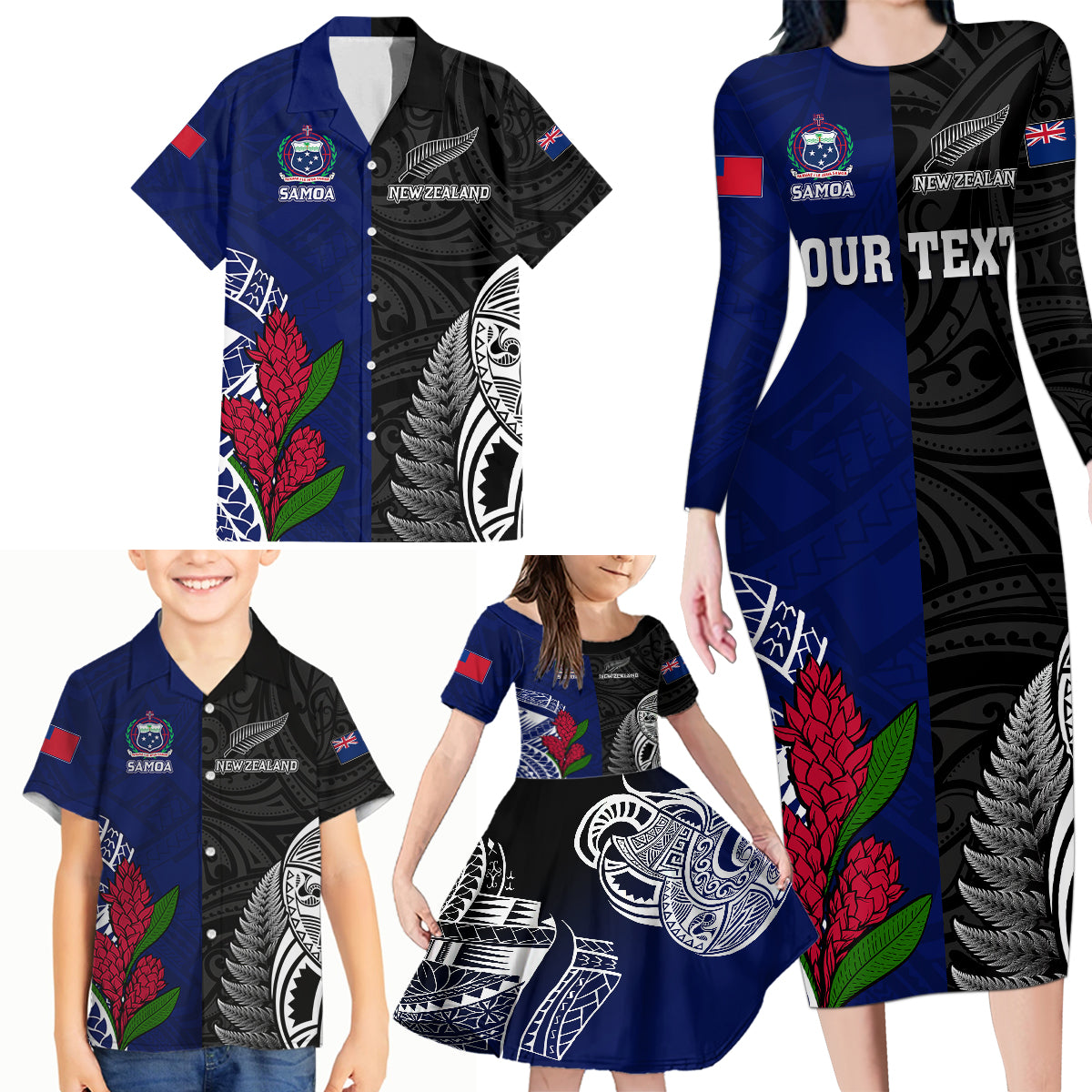 personalised-new-zealand-vs-samoa-rugby-family-matching-long-sleeve-bodycon-dress-and-hawaiian-shirt-go-champions