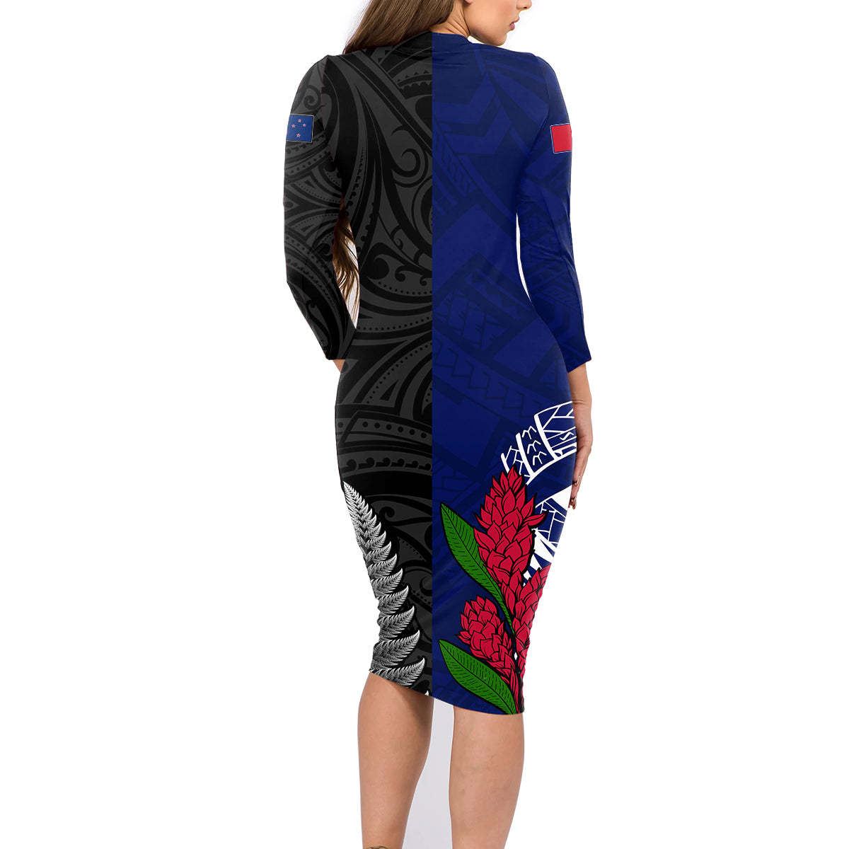 personalised-new-zealand-vs-samoa-rugby-family-matching-long-sleeve-bodycon-dress-and-hawaiian-shirt-go-champions