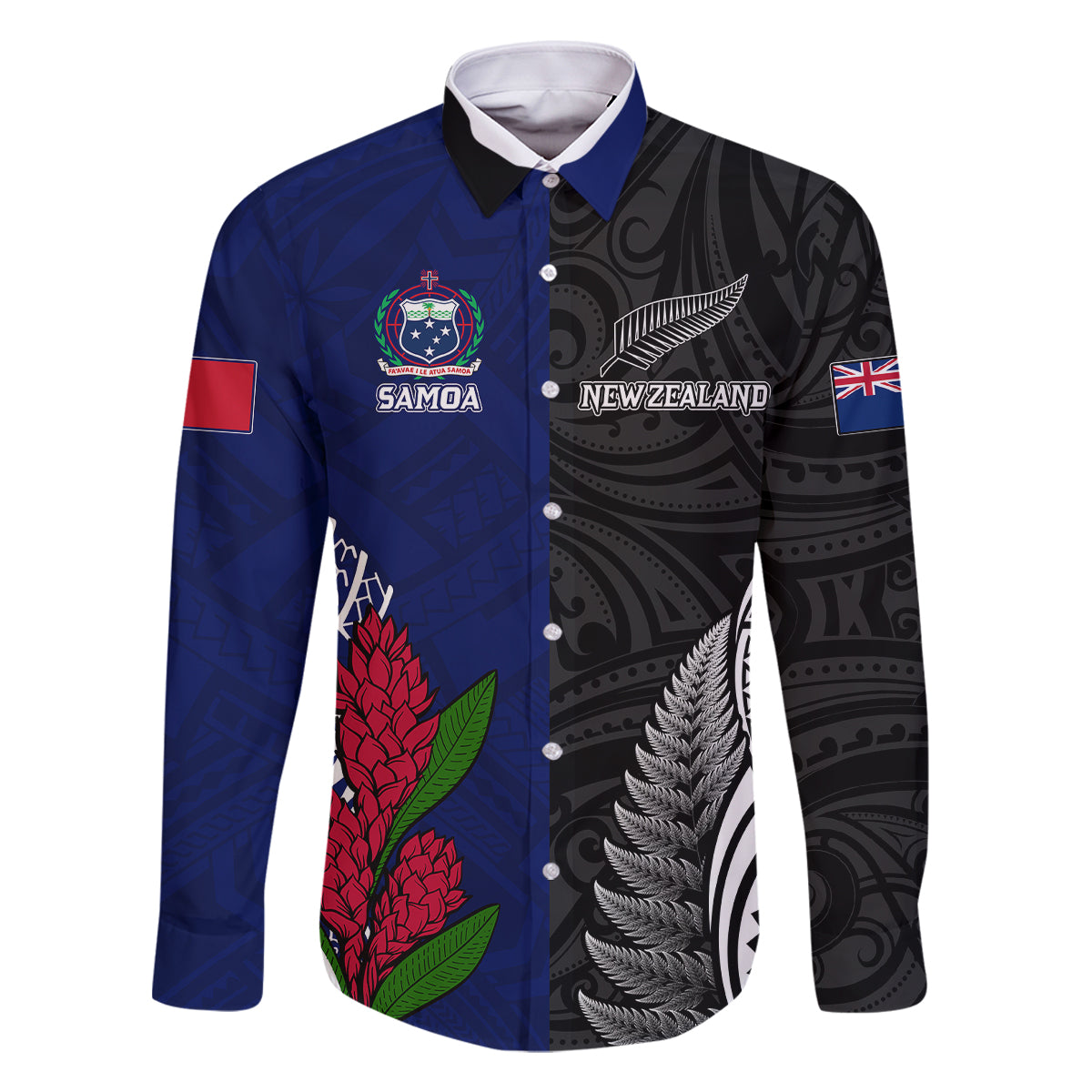 personalised-new-zealand-vs-samoa-rugby-family-matching-off-shoulder-short-dress-and-hawaiian-shirt-go-champions