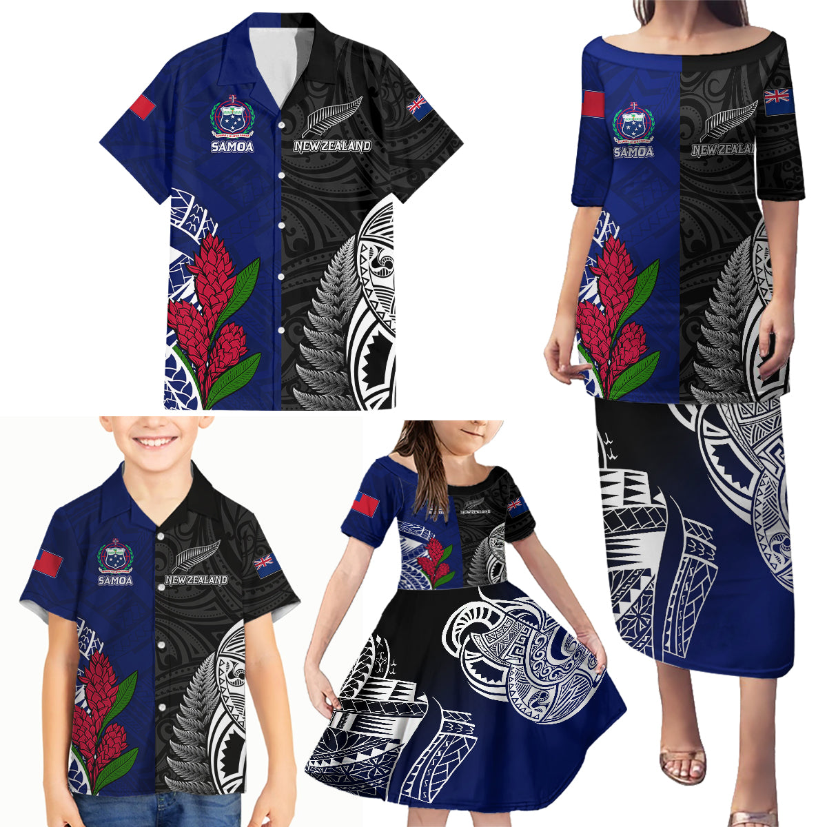 personalised-new-zealand-vs-samoa-rugby-family-matching-puletasi-dress-and-hawaiian-shirt-go-champions