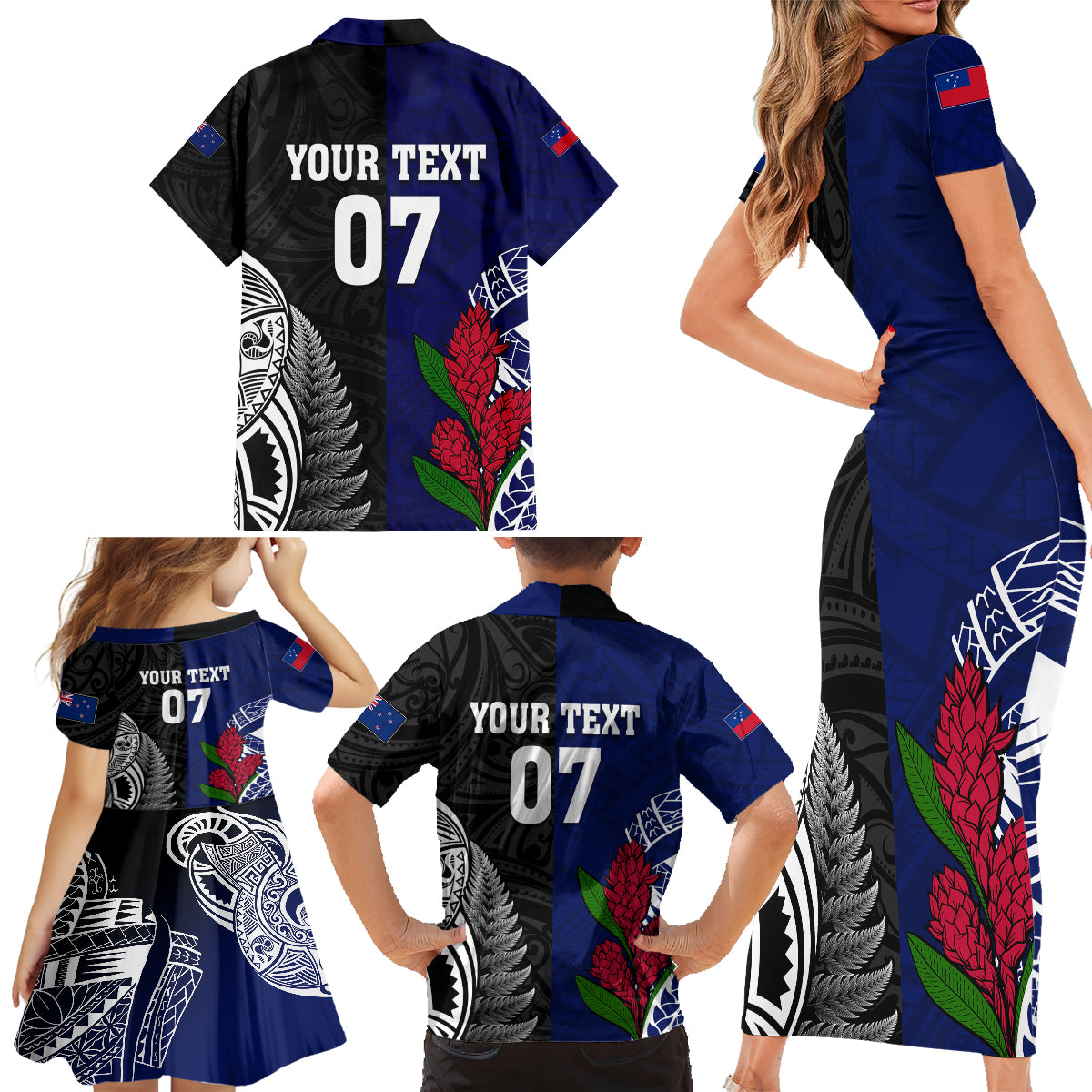 personalised-new-zealand-vs-samoa-rugby-family-matching-short-sleeve-bodycon-dress-and-hawaiian-shirt-go-champions