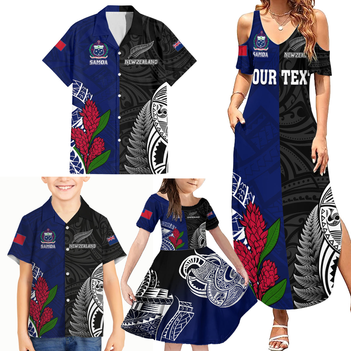personalised-new-zealand-vs-samoa-rugby-family-matching-summer-maxi-dress-and-hawaiian-shirt-go-champions
