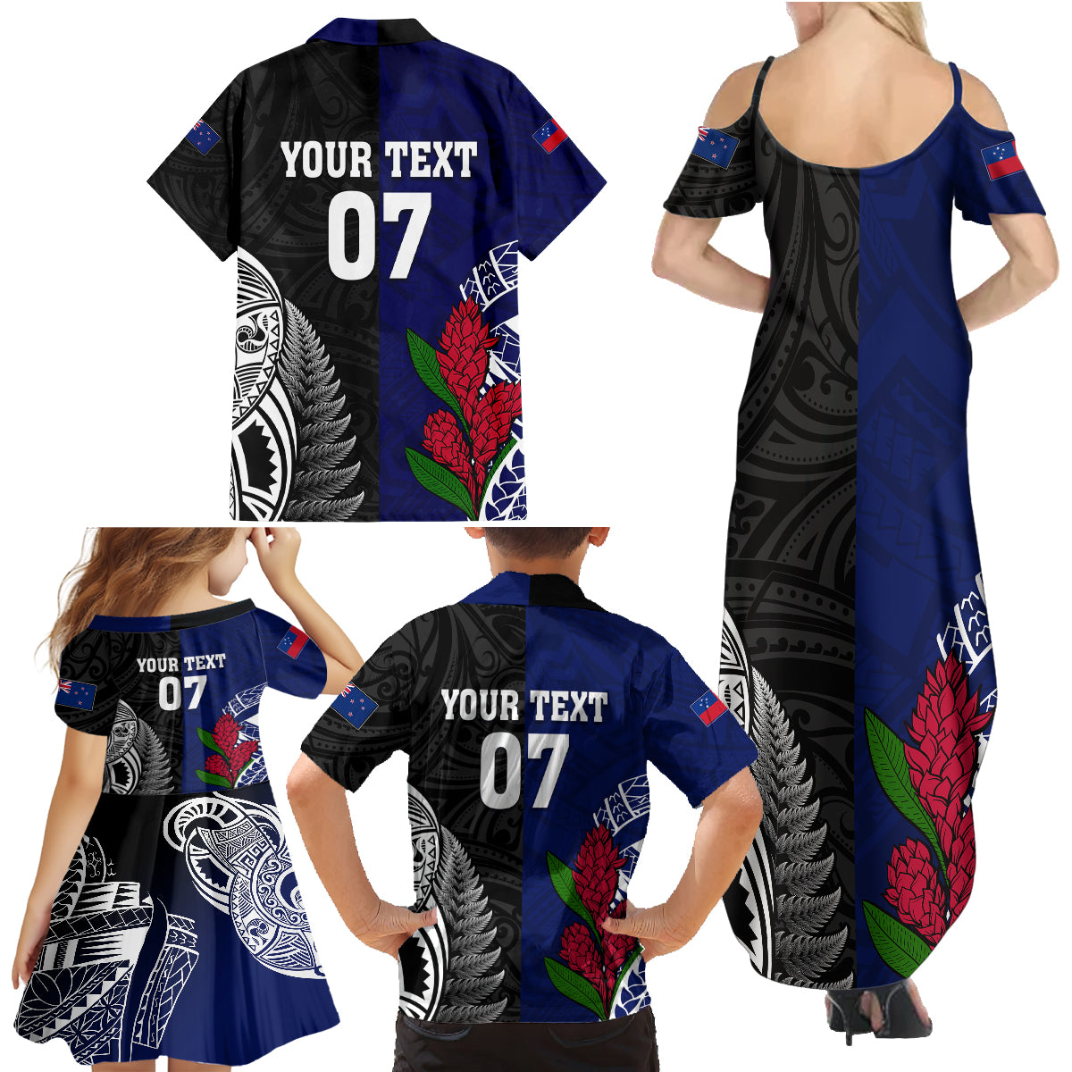 personalised-new-zealand-vs-samoa-rugby-family-matching-summer-maxi-dress-and-hawaiian-shirt-go-champions