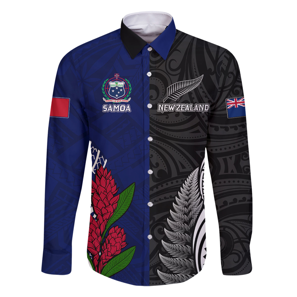 personalised-new-zealand-vs-samoa-rugby-family-matching-summer-maxi-dress-and-hawaiian-shirt-go-champions
