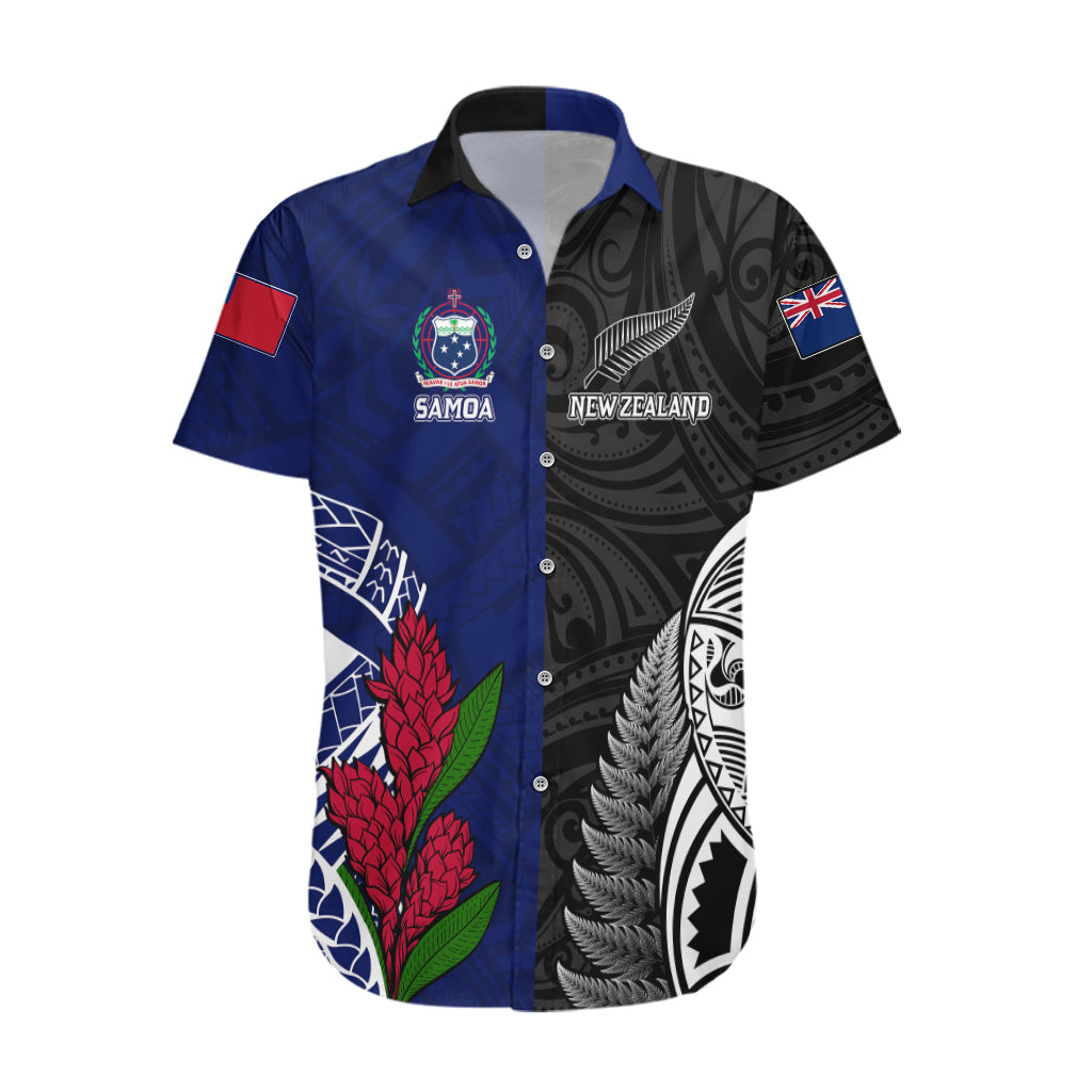 Personalised New Zealand Vs Samoa Rugby Hawaiian Shirt Go Champions - Vibe Hoodie Shop