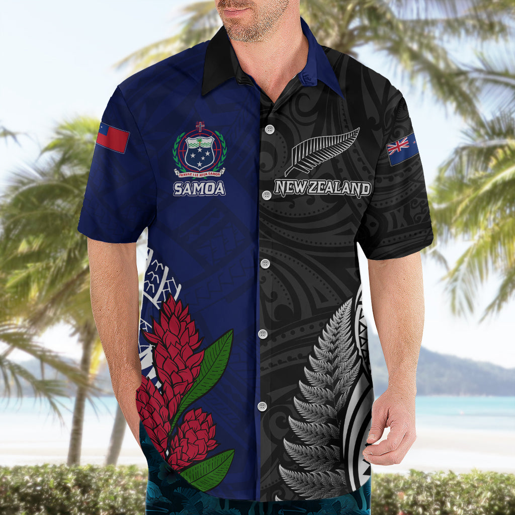 Personalised New Zealand Vs Samoa Rugby Hawaiian Shirt Go Champions - Vibe Hoodie Shop