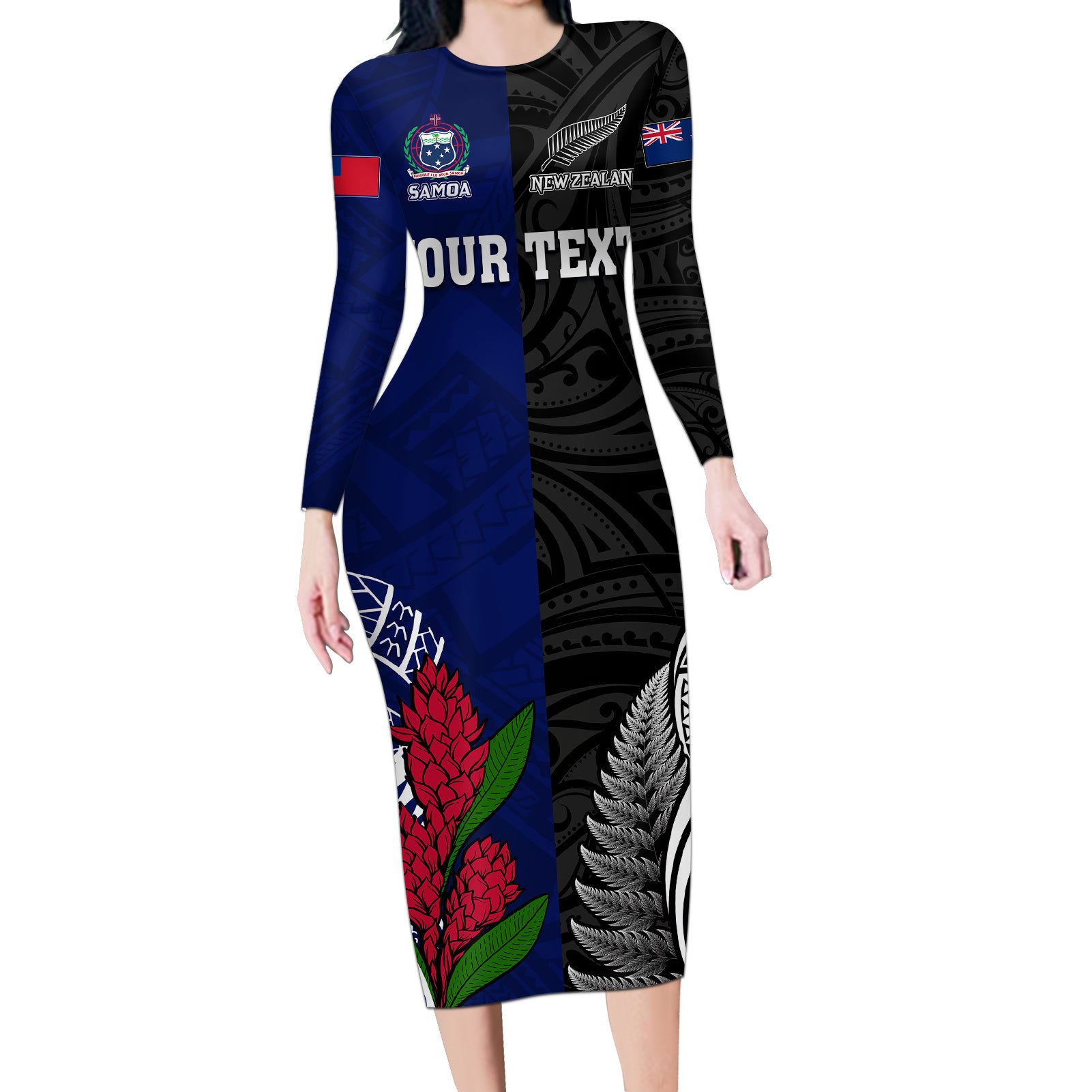 personalised-new-zealand-vs-samoa-rugby-long-sleeve-bodycon-dress-go-champions