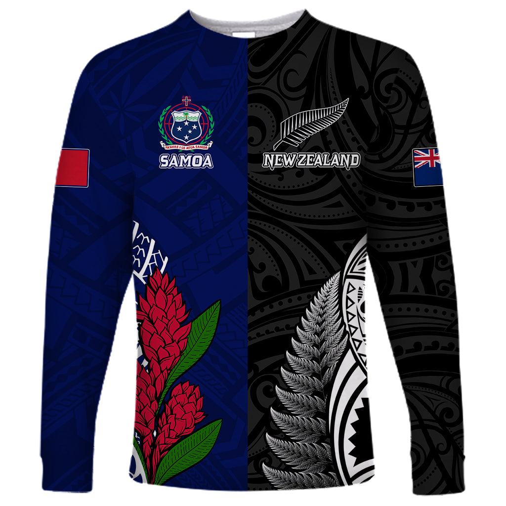 Personalised New Zealand Vs Samoa Rugby Long Sleeve Shirt Go Champions - Vibe Hoodie Shop