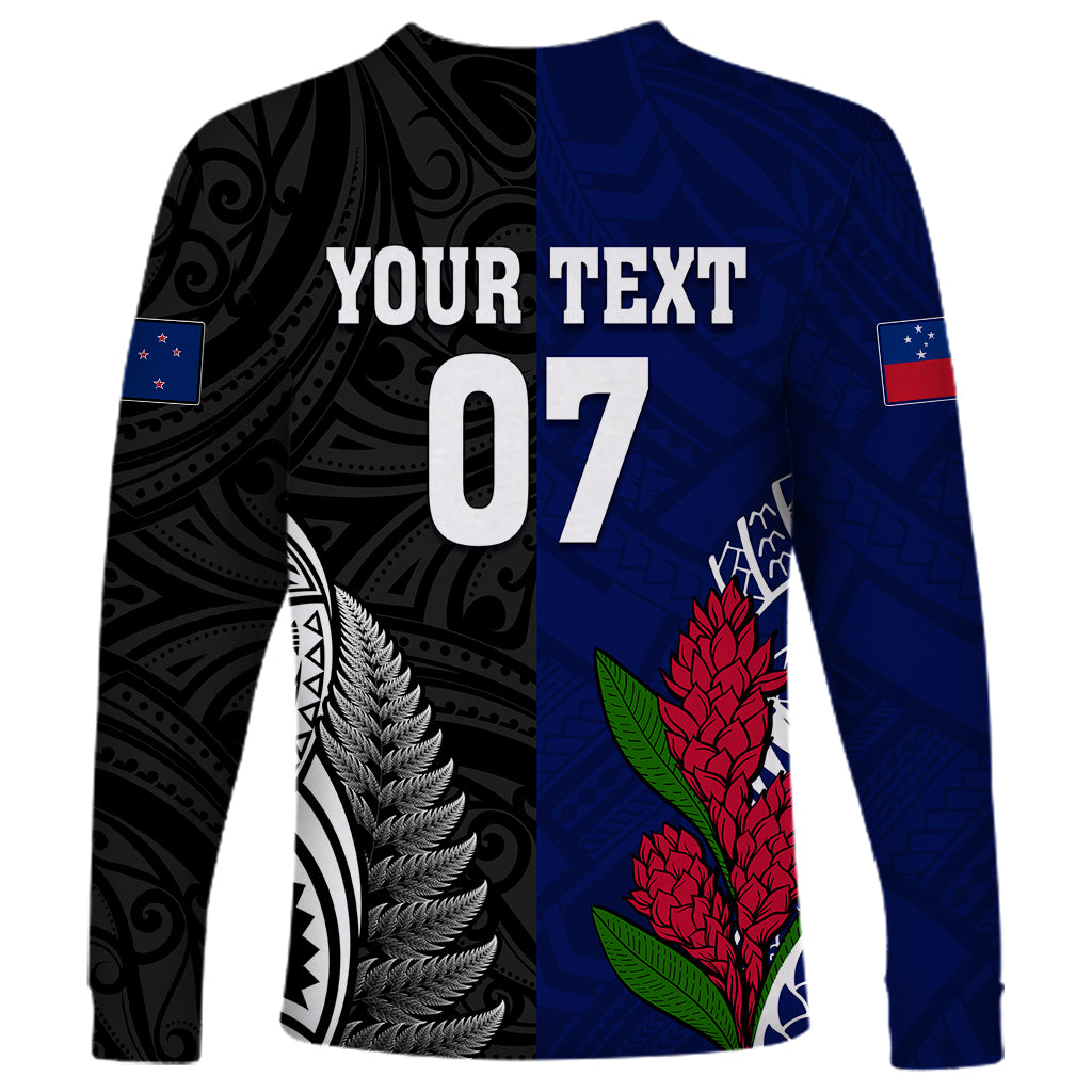 Personalised New Zealand Vs Samoa Rugby Long Sleeve Shirt Go Champions - Vibe Hoodie Shop