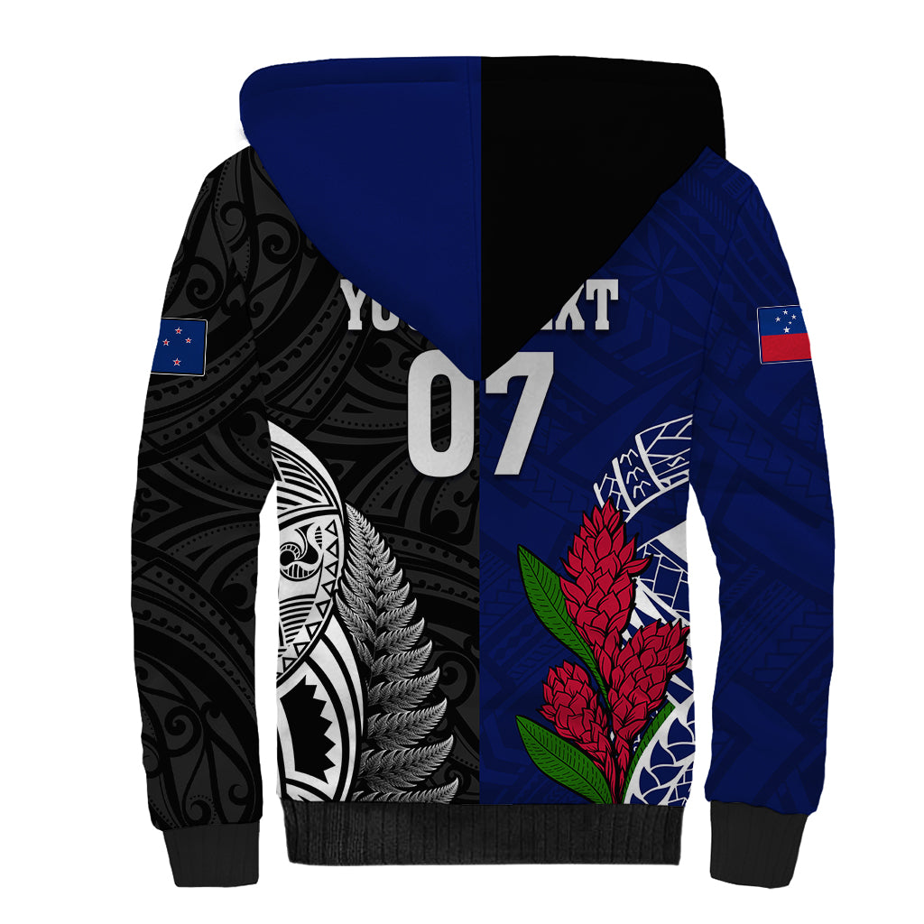Personalised New Zealand Vs Samoa Rugby Sherpa Hoodie Go Champions - Vibe Hoodie Shop