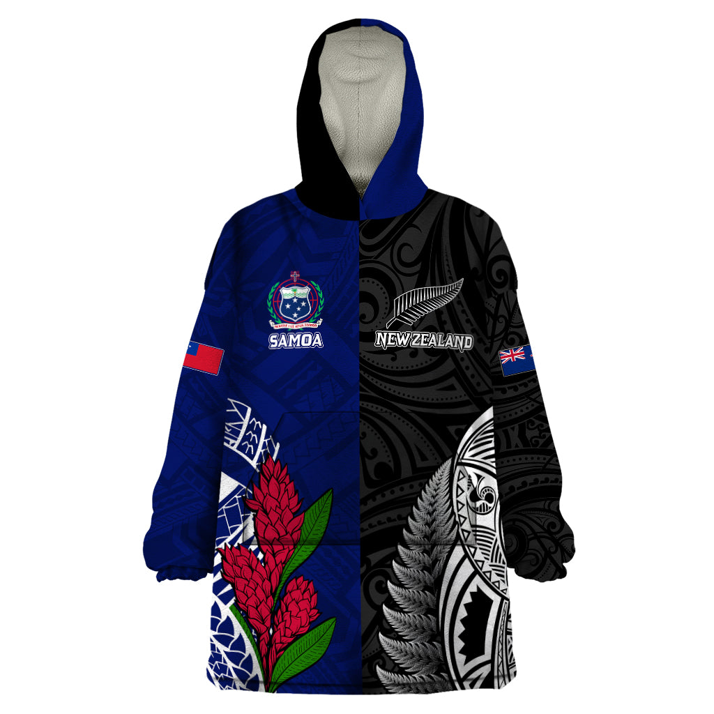 Personalised New Zealand Vs Samoa Rugby Wearable Blanket Hoodie Go Champions - Vibe Hoodie Shop