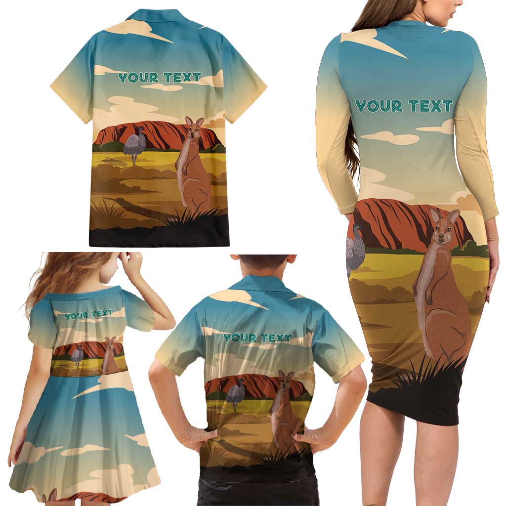 Australia Personalized Family Matching Long Sleeve Bodycon Dress and Hawaiian Shirt Uluru Scenery