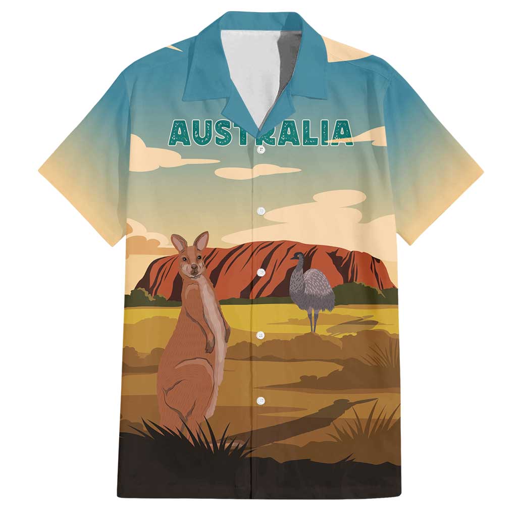 Australia Personalized Family Matching Long Sleeve Bodycon Dress and Hawaiian Shirt Uluru Scenery