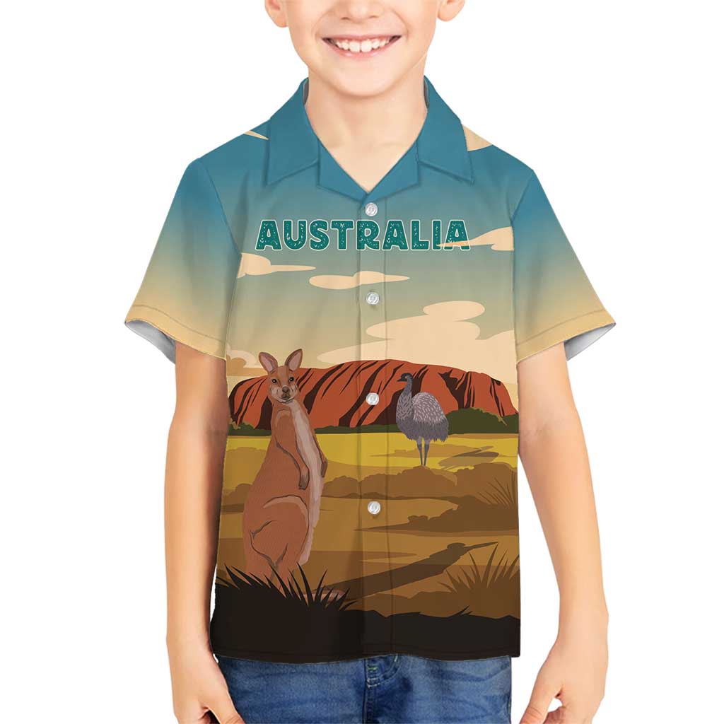 Australia Personalized Family Matching Long Sleeve Bodycon Dress and Hawaiian Shirt Uluru Scenery