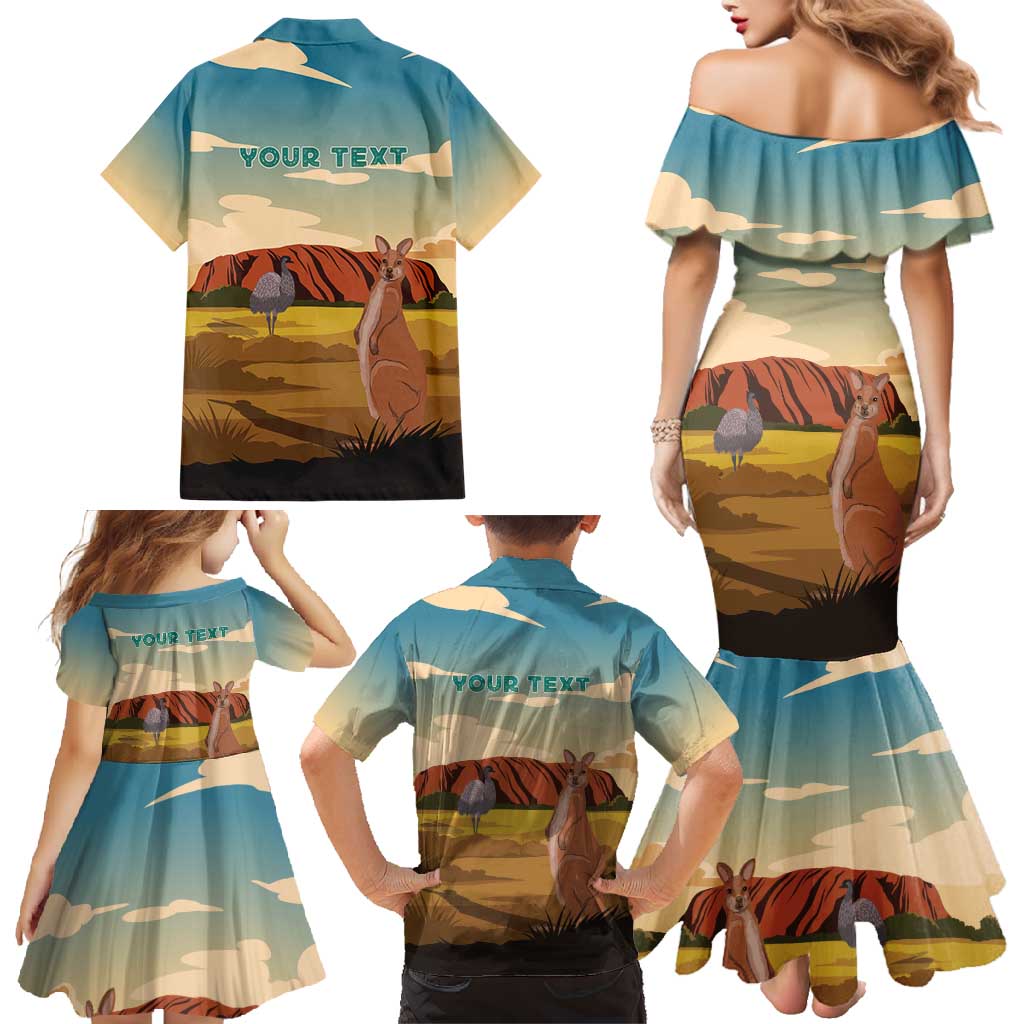 Australia Personalized Family Matching Mermaid Dress and Hawaiian Shirt Uluru Scenery