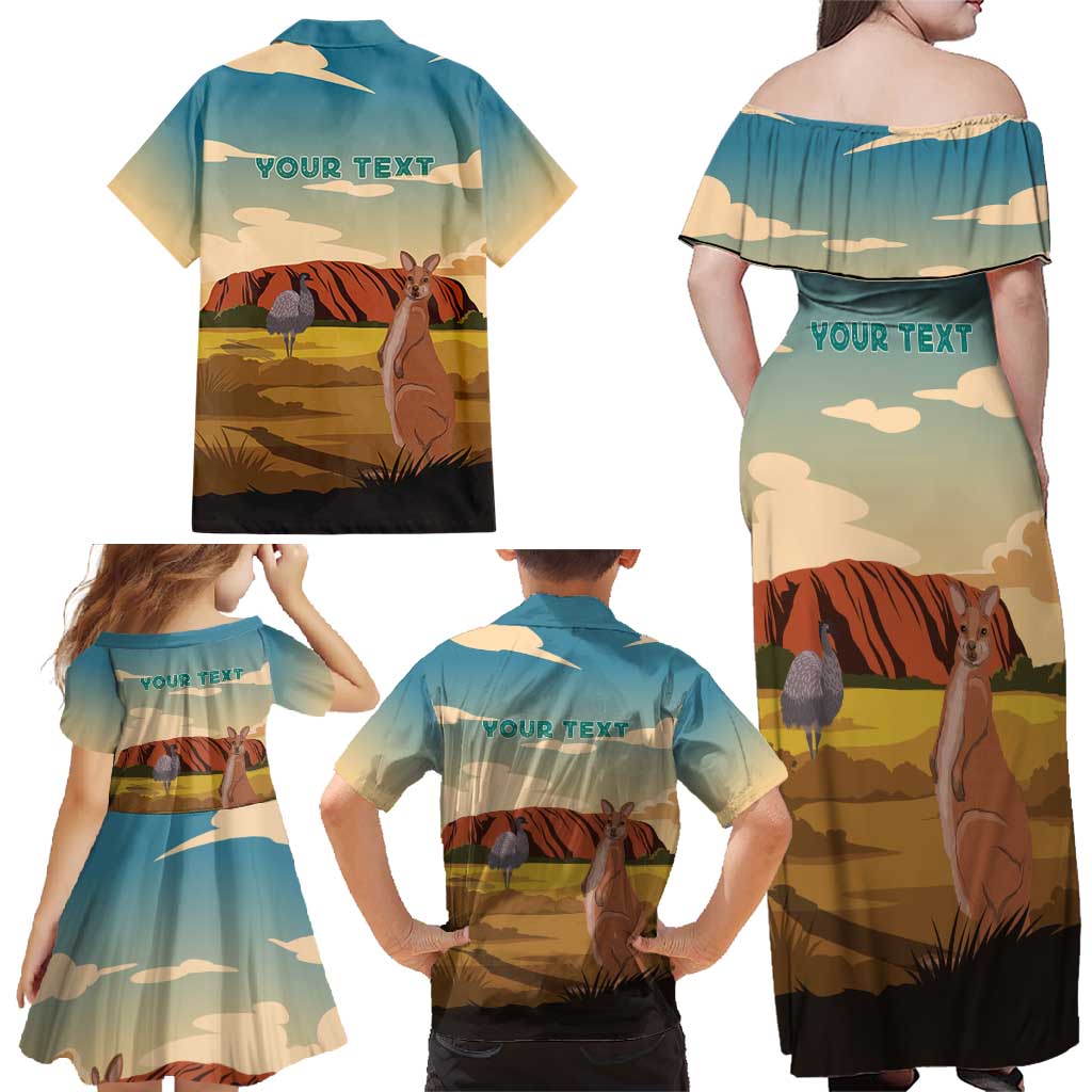 Australia Personalized Family Matching Off Shoulder Maxi Dress and Hawaiian Shirt Uluru Scenery