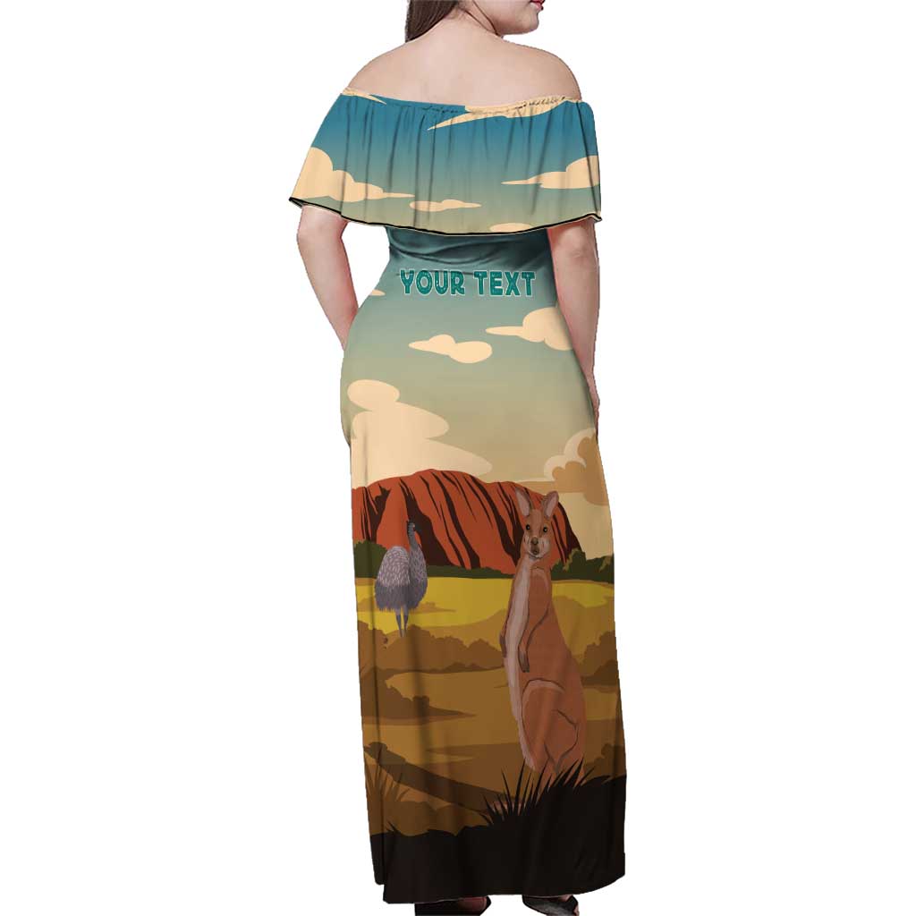 Australia Personalized Family Matching Off Shoulder Maxi Dress and Hawaiian Shirt Uluru Scenery