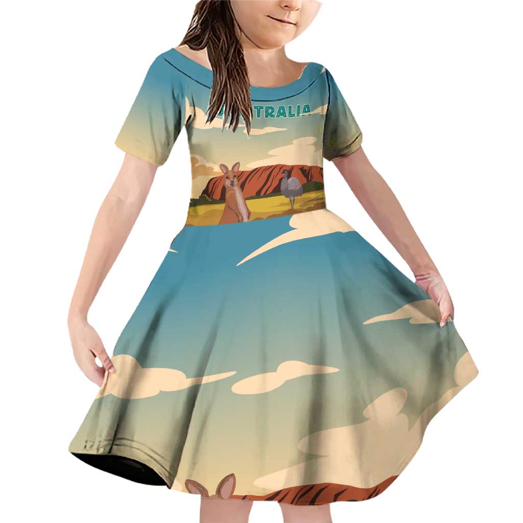 Australia Personalized Family Matching Off Shoulder Short Dress and Hawaiian Shirt Uluru Scenery