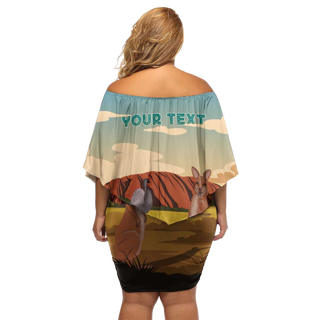 Australia Personalized Family Matching Off Shoulder Short Dress and Hawaiian Shirt Uluru Scenery