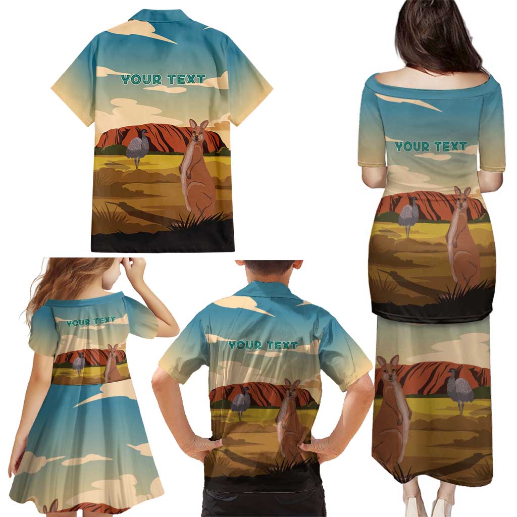 Australia Personalized Family Matching Puletasi and Hawaiian Shirt Uluru Scenery