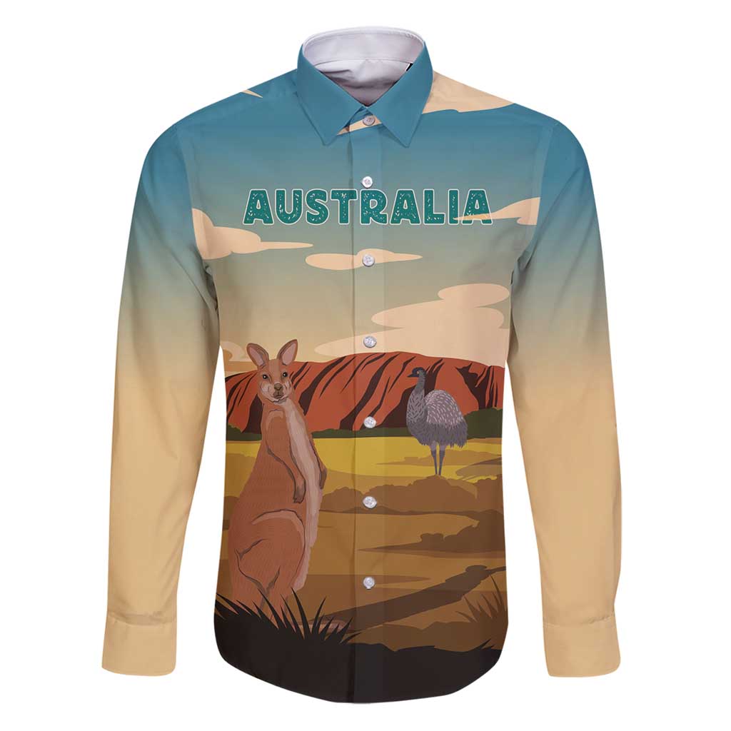 Australia Personalized Family Matching Puletasi and Hawaiian Shirt Uluru Scenery