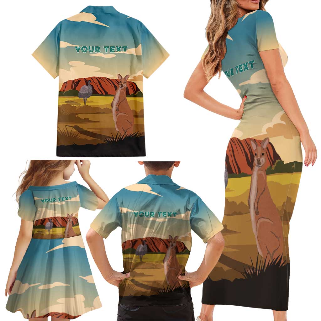 Australia Personalized Family Matching Short Sleeve Bodycon Dress and Hawaiian Shirt Uluru Scenery