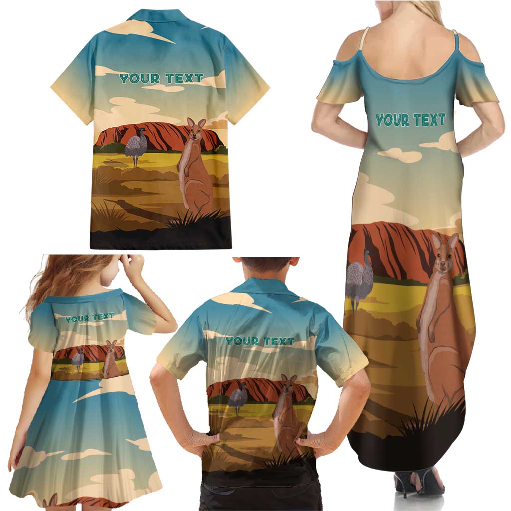 Australia Personalized Family Matching Summer Maxi Dress and Hawaiian Shirt Uluru Scenery