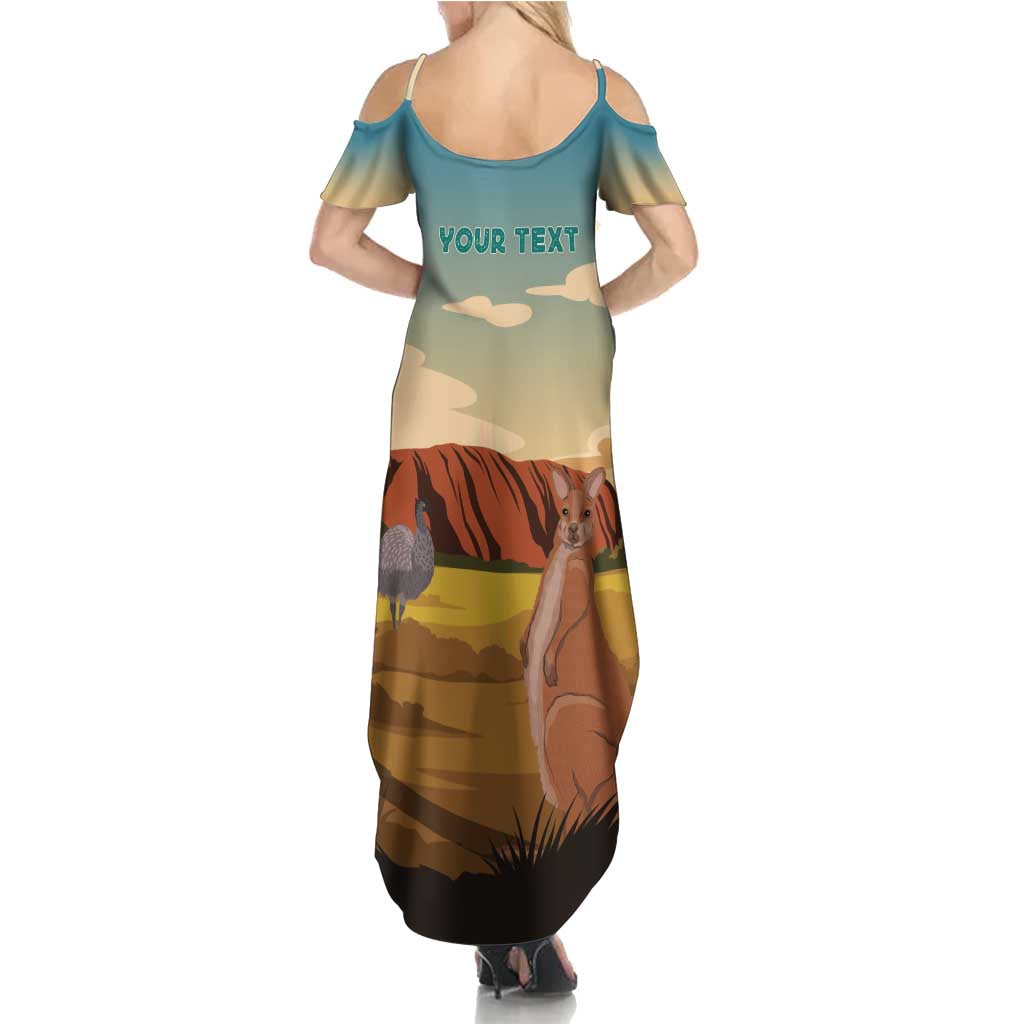 Australia Personalized Family Matching Summer Maxi Dress and Hawaiian Shirt Uluru Scenery