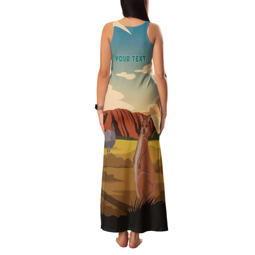 Australia Personalized Family Matching Tank Maxi Dress and Hawaiian Shirt Uluru Scenery