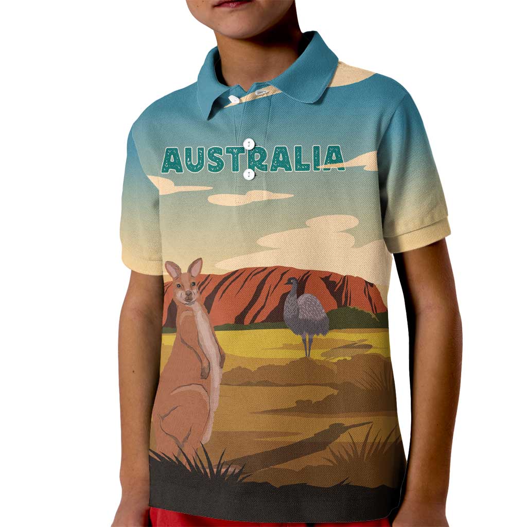 Australia Personalized Kid Polo Shirt Uluru Scenery - Vibe Hoodie Shop