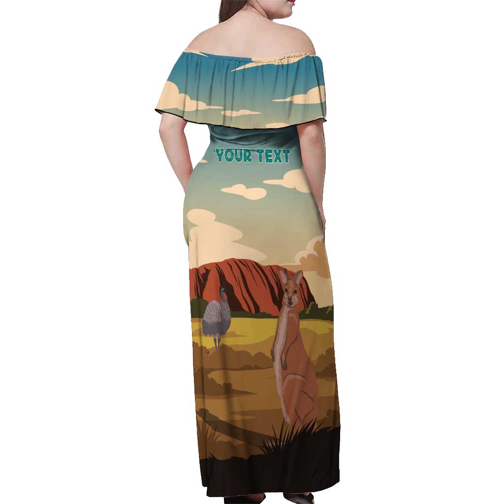 Australia Personalized Off Shoulder Maxi Dress Uluru Scenery