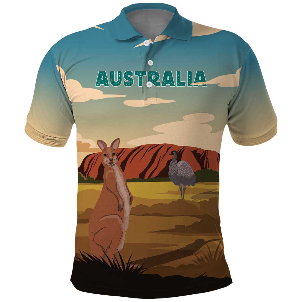 Australia Personalized Polo Shirt Uluru Scenery - Vibe Hoodie Shop