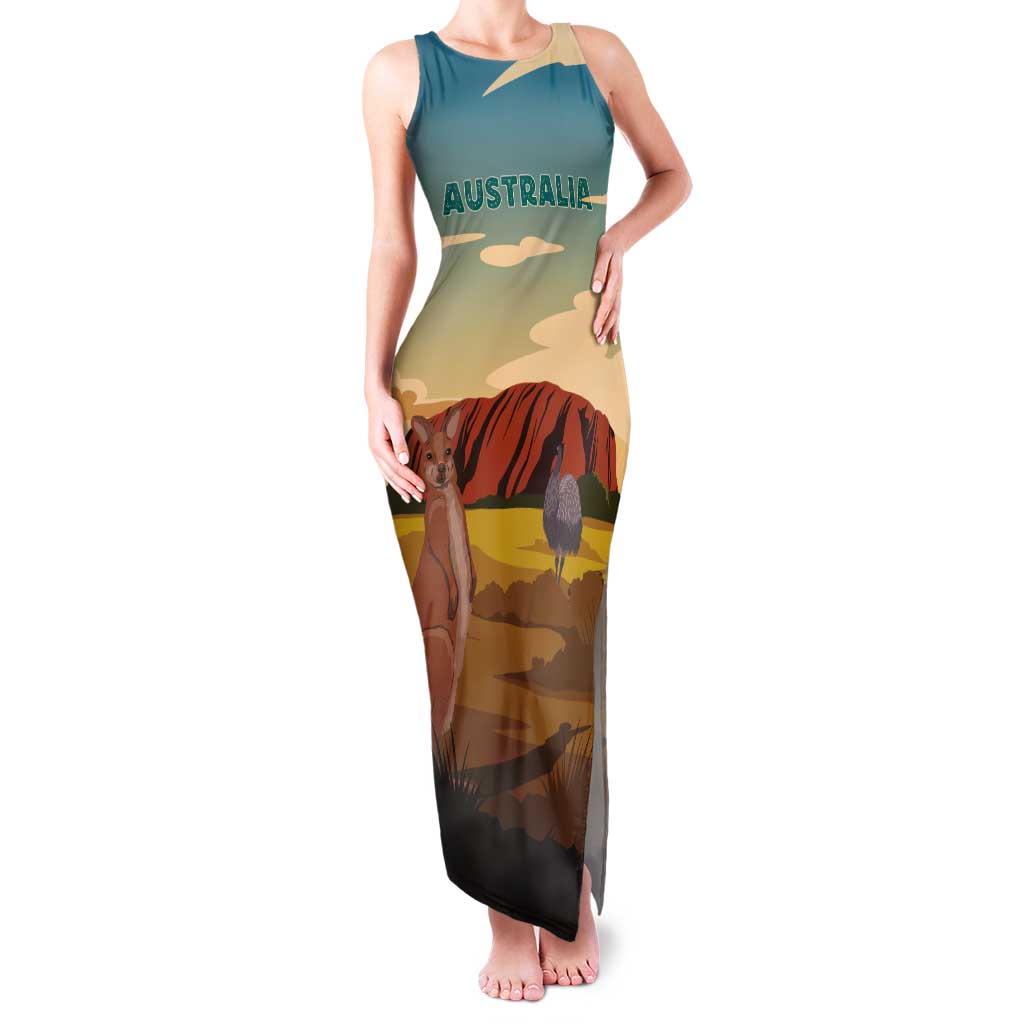 Australia Personalized Tank Maxi Dress Uluru Scenery