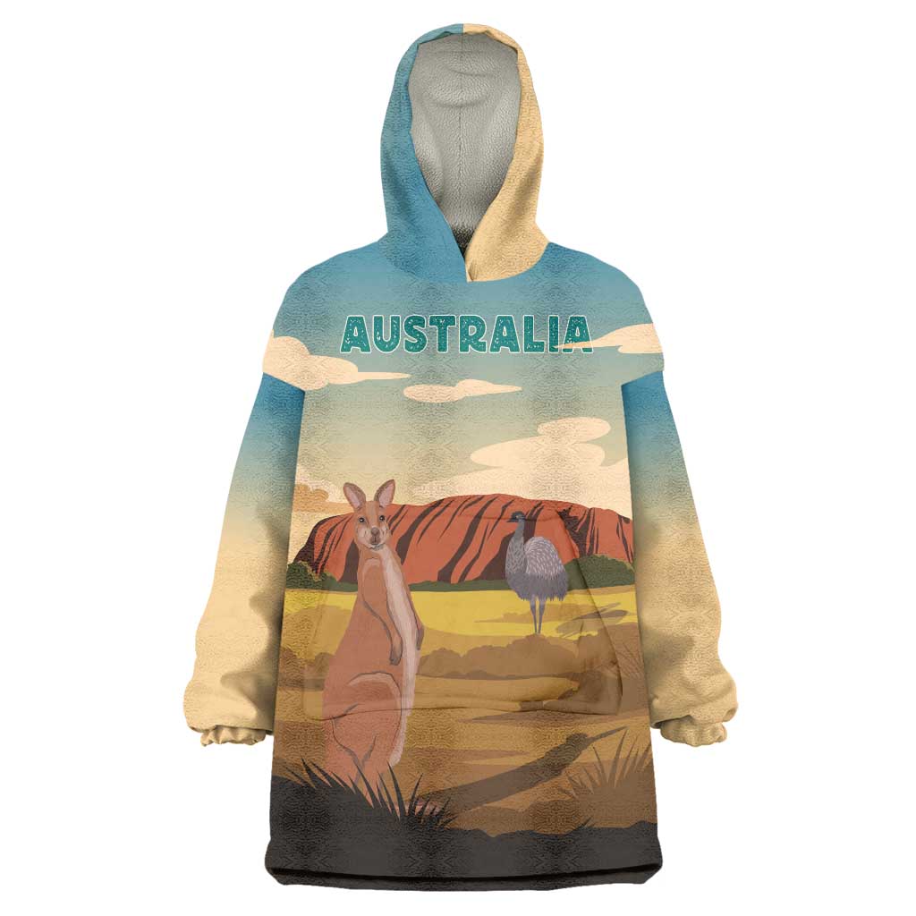 Australia Personalized Wearable Blanket Hoodie Uluru Scenery - Vibe Hoodie Shop