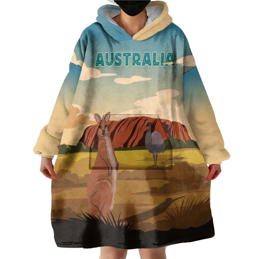 Australia Personalized Wearable Blanket Hoodie Uluru Scenery - Vibe Hoodie Shop