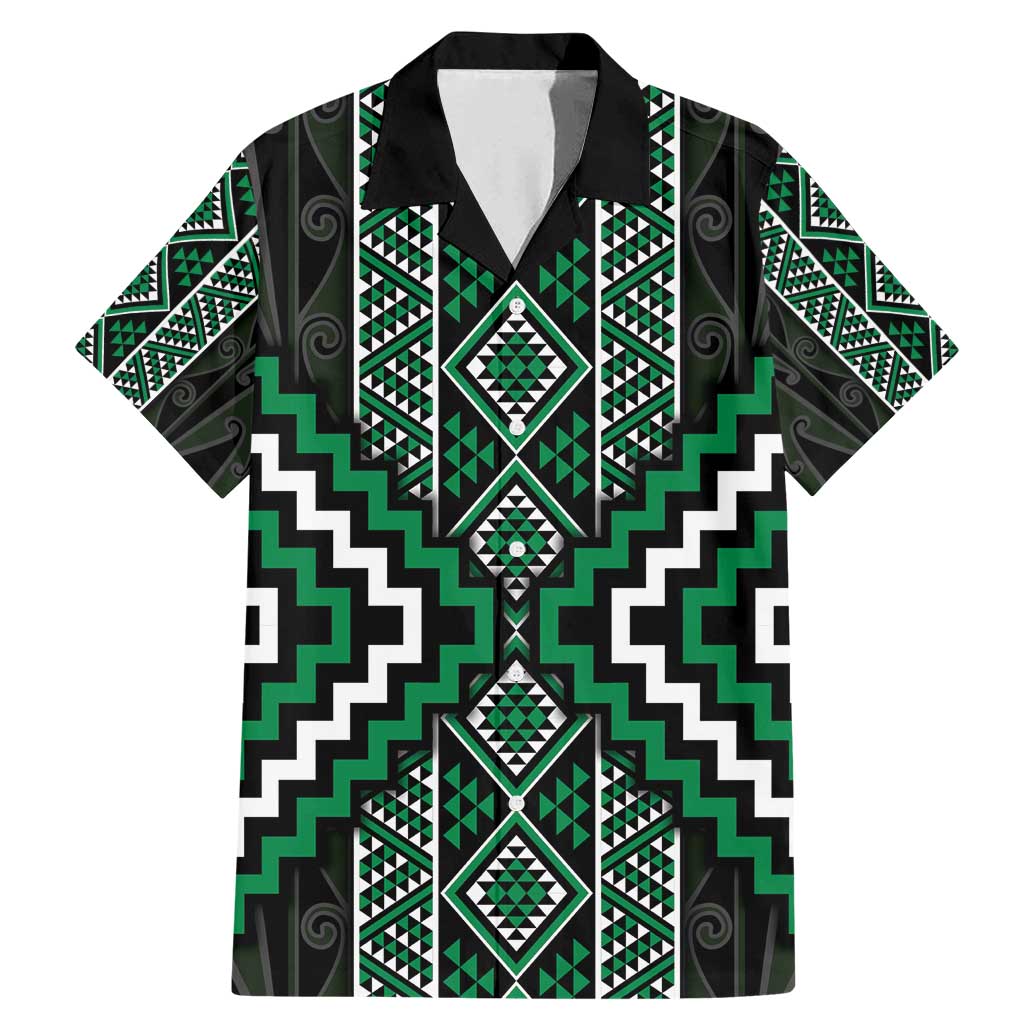 Jade Tukutuku Pattern Aotearoa Family Matching Mermaid Dress and Hawaiian Shirt Niho Taniwha and Puhoro Motifs