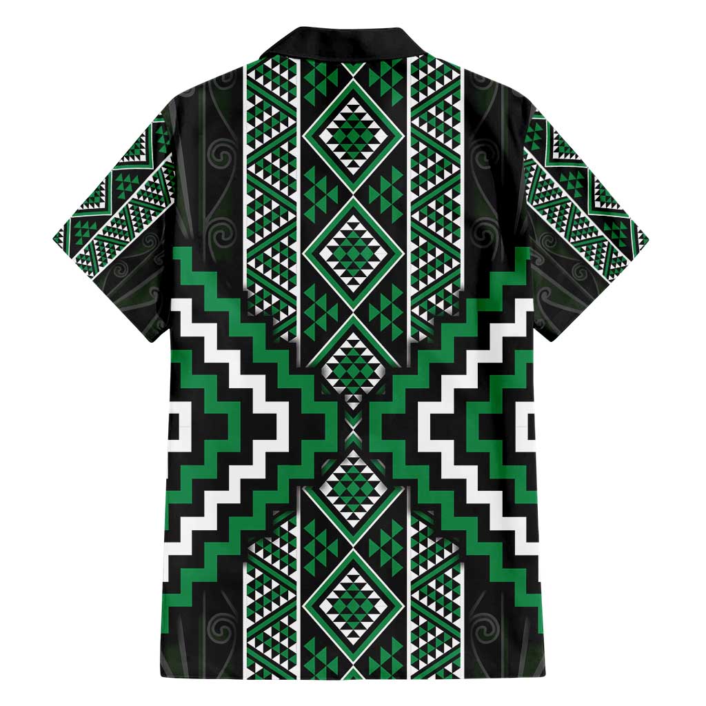 Jade Tukutuku Pattern Aotearoa Hawaiian Shirt Niho Taniwha and Puhoro Motifs - Vibe Hoodie Shop