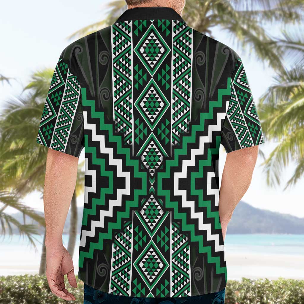 Jade Tukutuku Pattern Aotearoa Hawaiian Shirt Niho Taniwha and Puhoro Motifs - Vibe Hoodie Shop