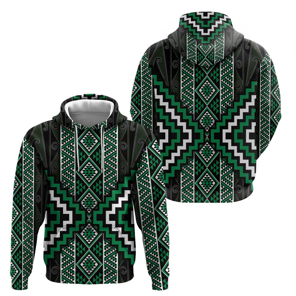 Jade Tukutuku Pattern Aotearoa Hoodie Niho Taniwha and Puhoro Motifs LT7 - Vibe Hoodie Shop