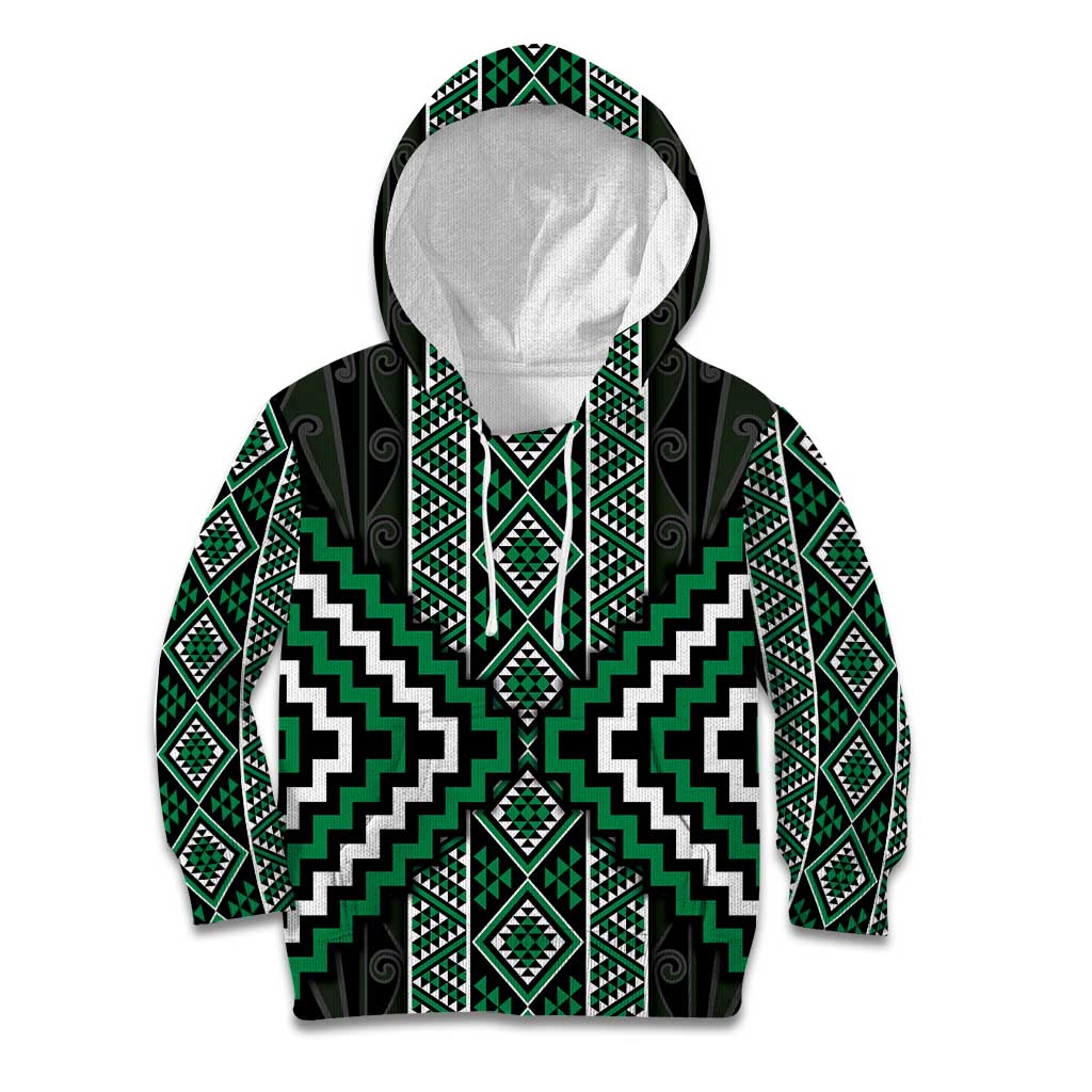 Jade Tukutuku Pattern Aotearoa Kid Hoodie Niho Taniwha and Puhoro Motifs - Vibe Hoodie Shop