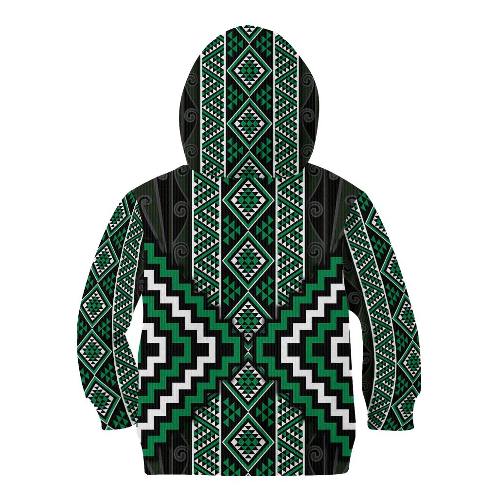 Jade Tukutuku Pattern Aotearoa Kid Hoodie Niho Taniwha and Puhoro Motifs - Vibe Hoodie Shop