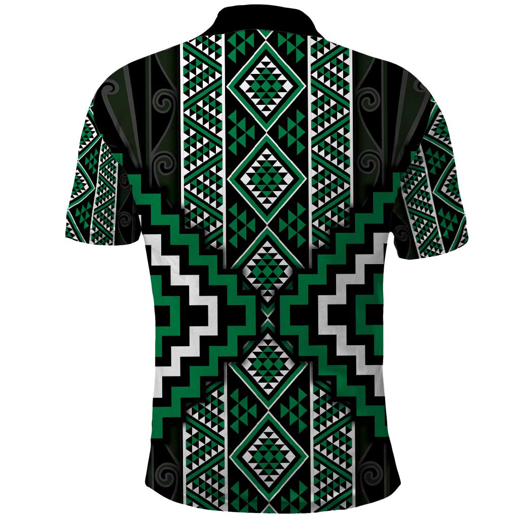 Jade Tukutuku Pattern Aotearoa Polo Shirt Niho Taniwha and Puhoro Motifs - Vibe Hoodie Shop