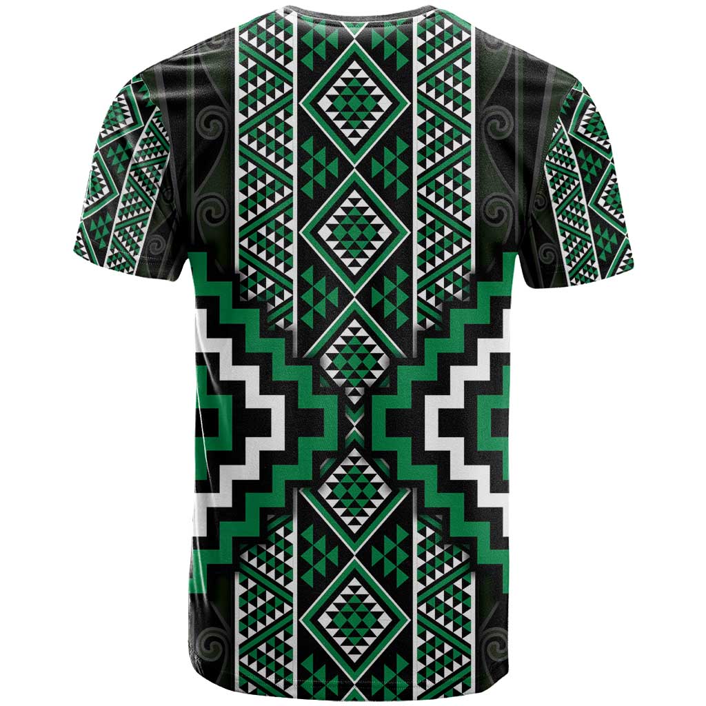 Jade Tukutuku Pattern Aotearoa T Shirt Niho Taniwha and Puhoro Motifs - Vibe Hoodie Shop