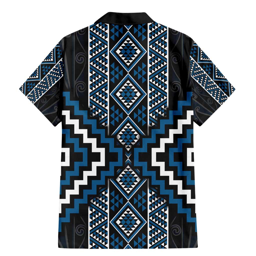 Azure Tukutuku Pattern Aotearoa Family Matching Mermaid Dress and Hawaiian Shirt Niho Taniwha and Puhoro Motifs