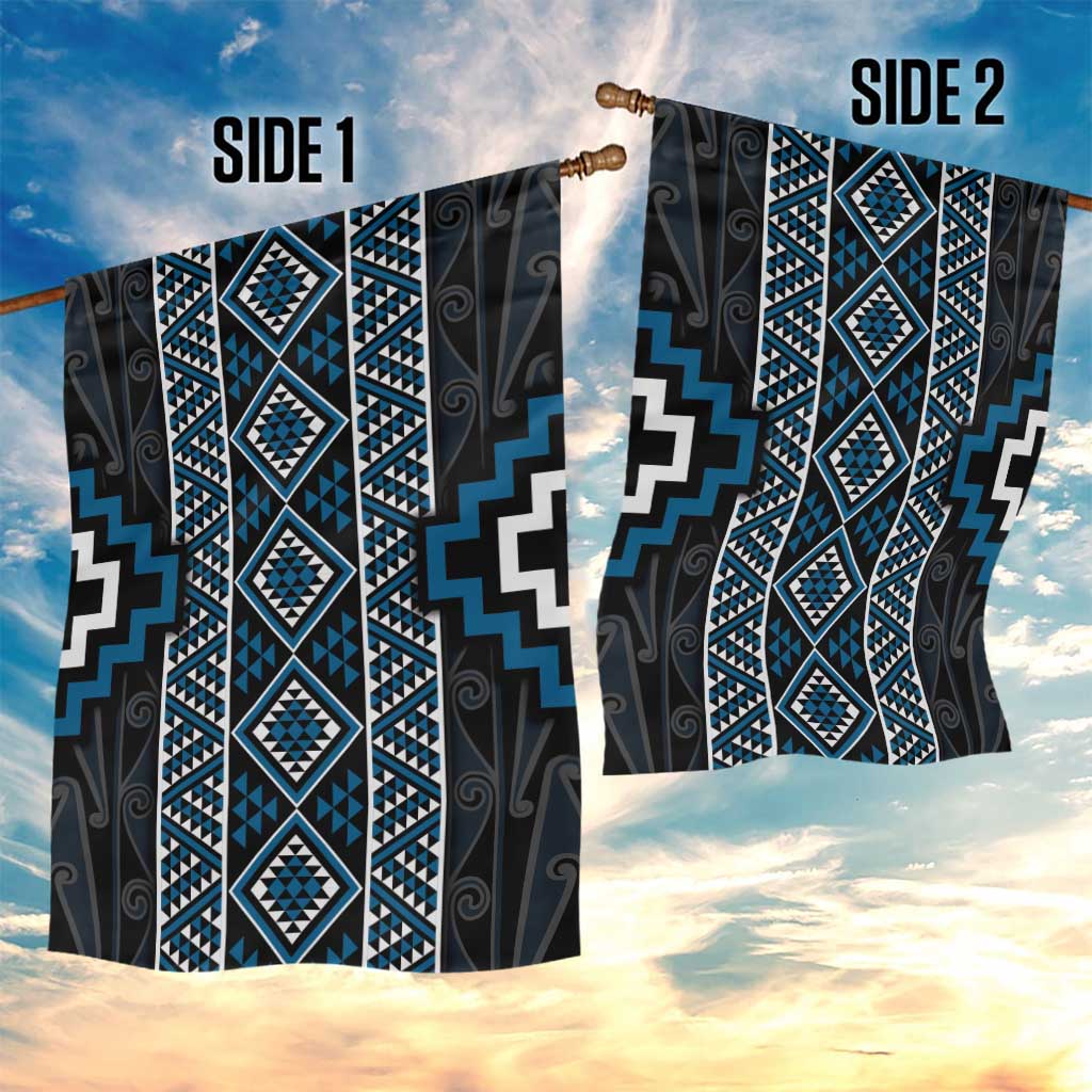 Azure Tukutuku Pattern Aotearoa Garden Flag Niho Taniwha and Puhoro Motifs - Vibe Hoodie Shop