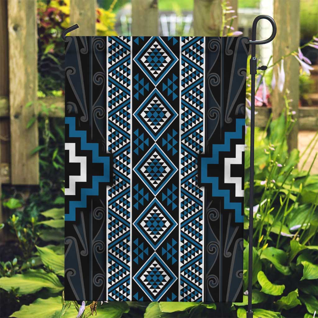 Azure Tukutuku Pattern Aotearoa Garden Flag Niho Taniwha and Puhoro Motifs - Vibe Hoodie Shop